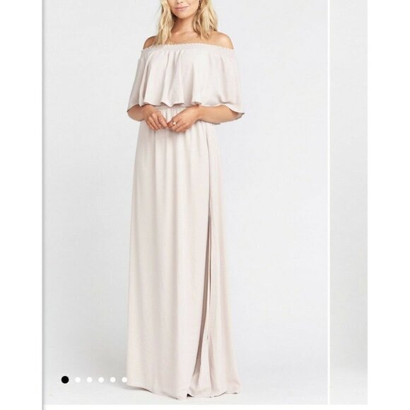 NWT Show Me Your Mumu Hacienda Maxi Dress SMALL Show Me The Ring Crisp beige - Picture 1 of 12
